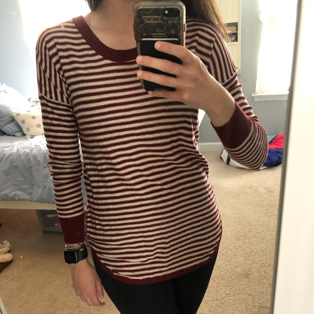 Pink Rose Striped Sweater